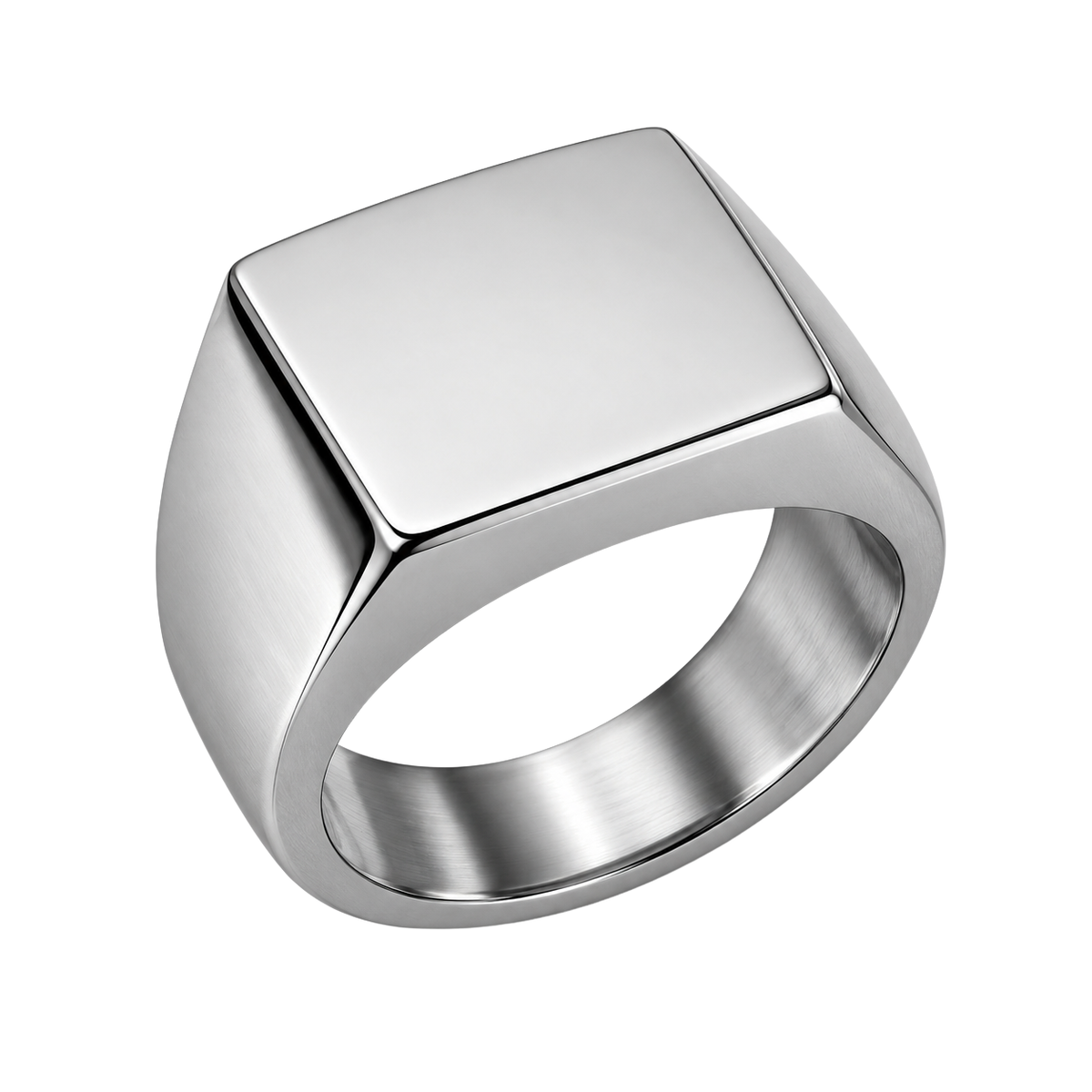 Premium Herren Siegelring aus Edelstahl mit quadratischer Oberfläche – Silber | ODRIEENJY